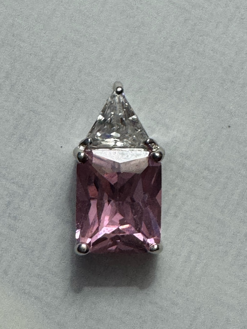 Silvertoned Pink /Clear Crystal Pendant